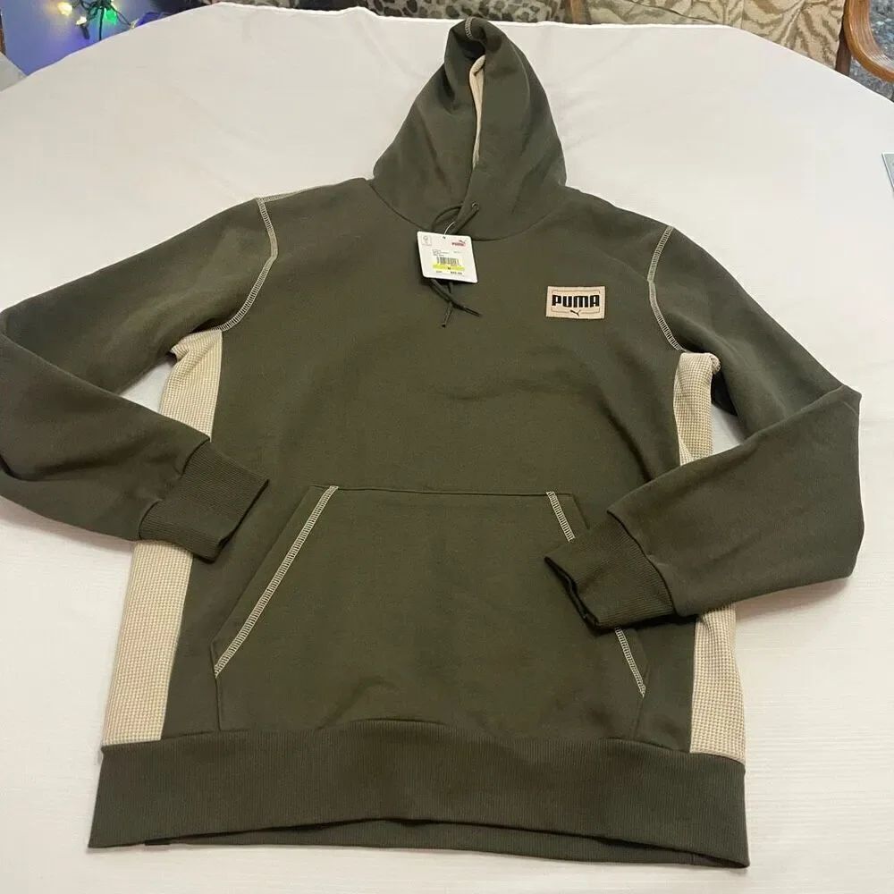 NWT Puma Dark Olive Patched Up Hoodie Sweatshirt Size Medium New